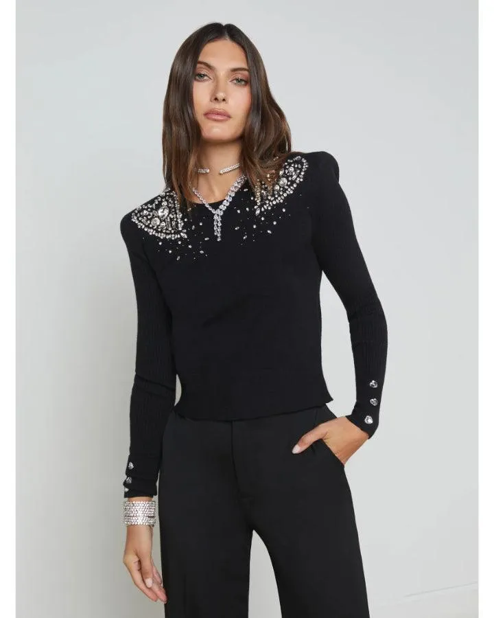 L'Agence Cesca Crystal Heart Pullover