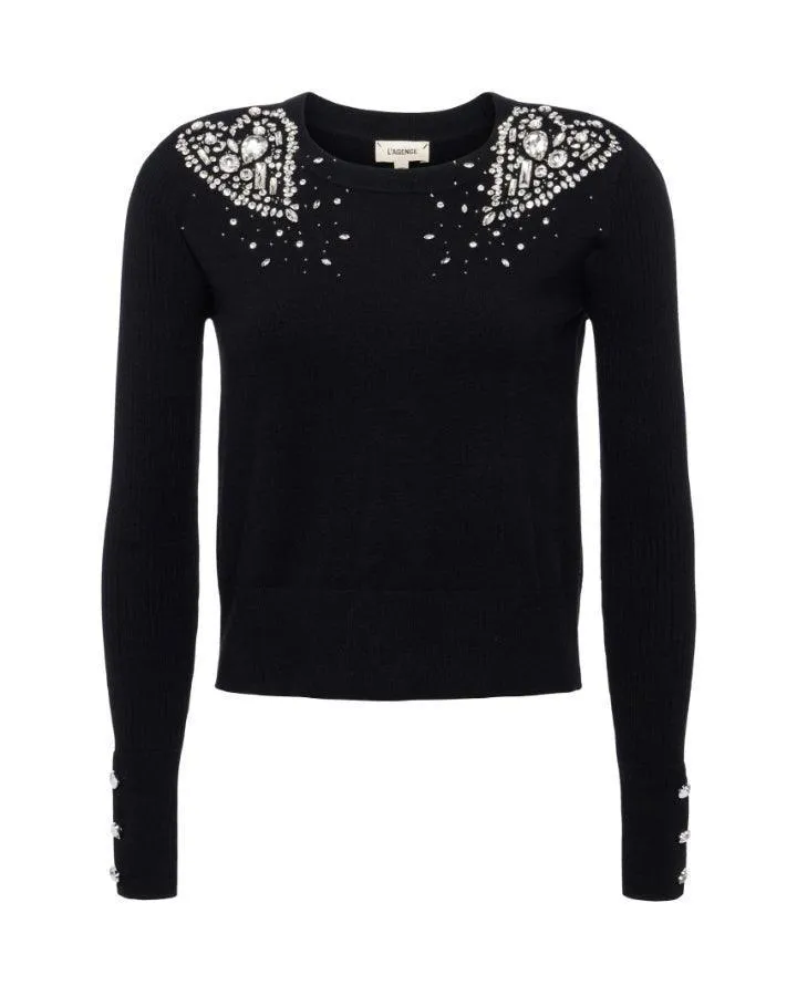 L'Agence Cesca Crystal Heart Pullover