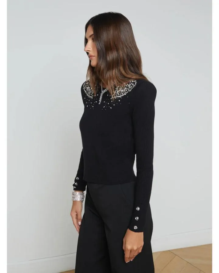 L'Agence Cesca Crystal Heart Pullover
