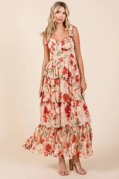 Layered Floral Maxi Dress