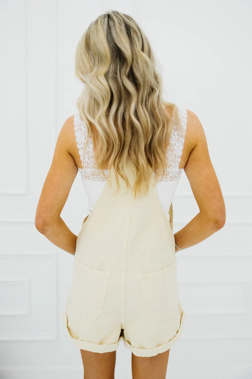 Lillia Denim Shortalls - Sand Stone