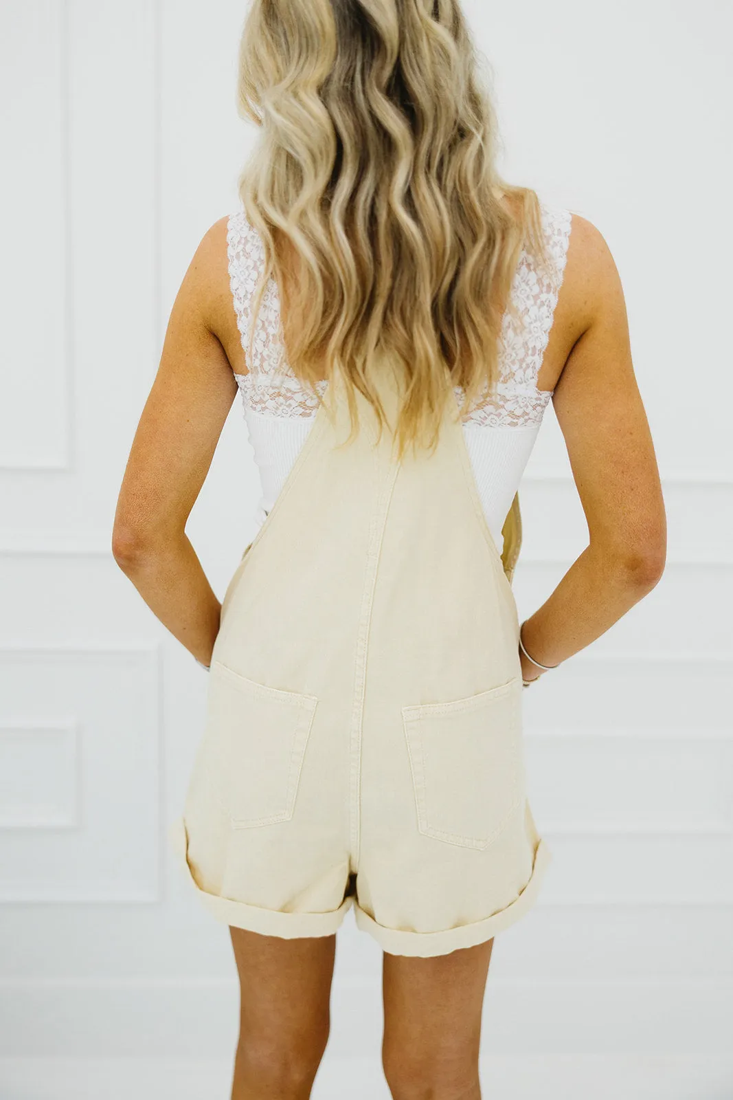 Lillia Denim Shortalls - Sand Stone