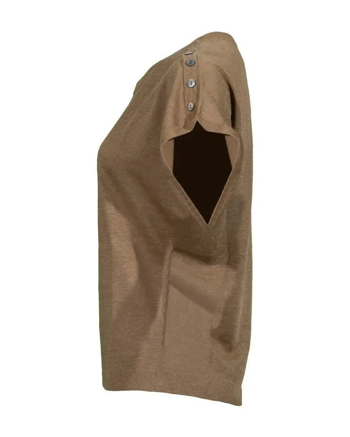 Linen Cap Sleeve Pullover