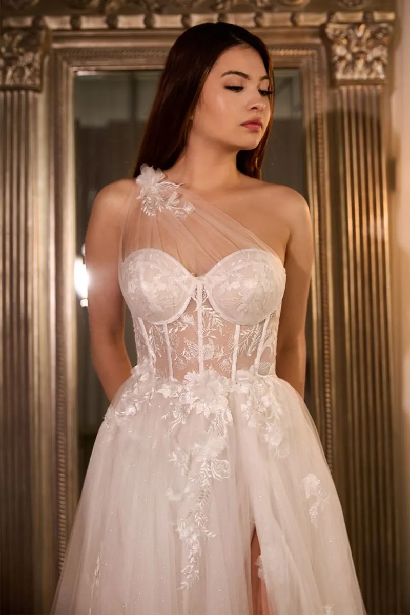Locked In | One Shoulder A Line Bridal Gown | A1053W