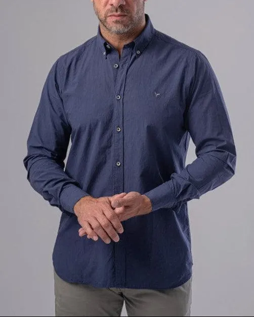 LONG SLEEVE PLAIN SHIRT - NAVY