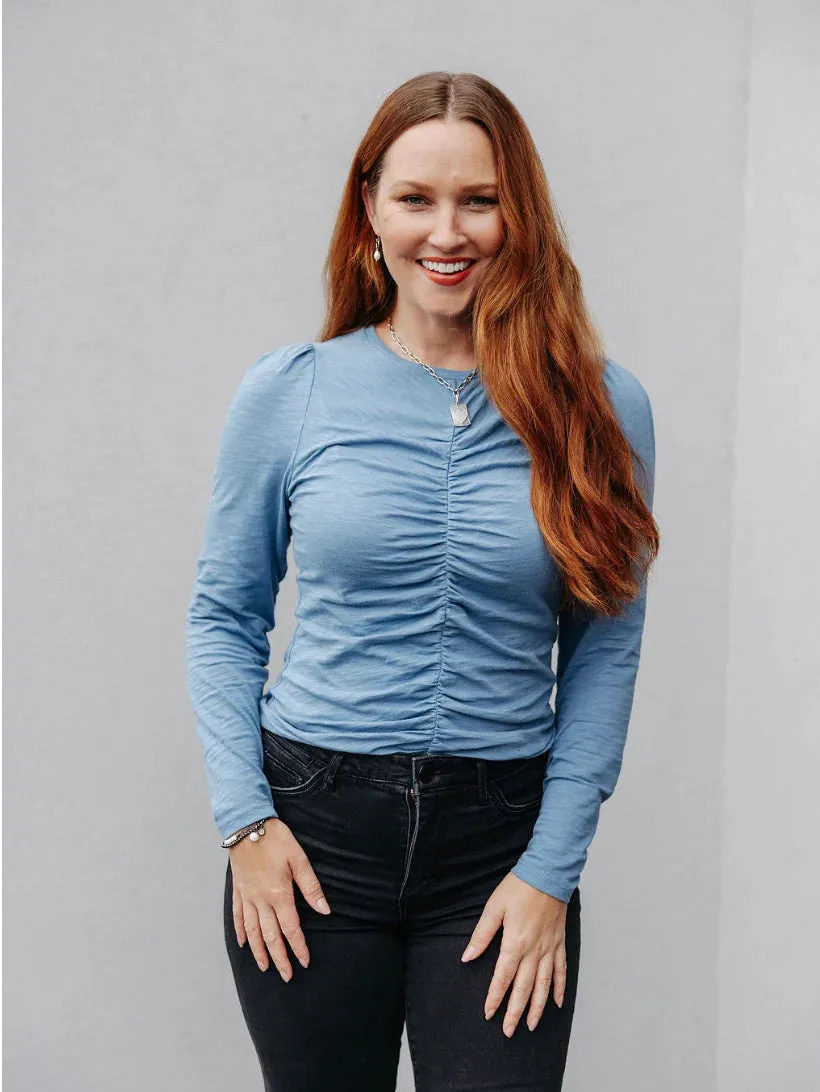 Mac and Me Ruched Long Sleeve Top
