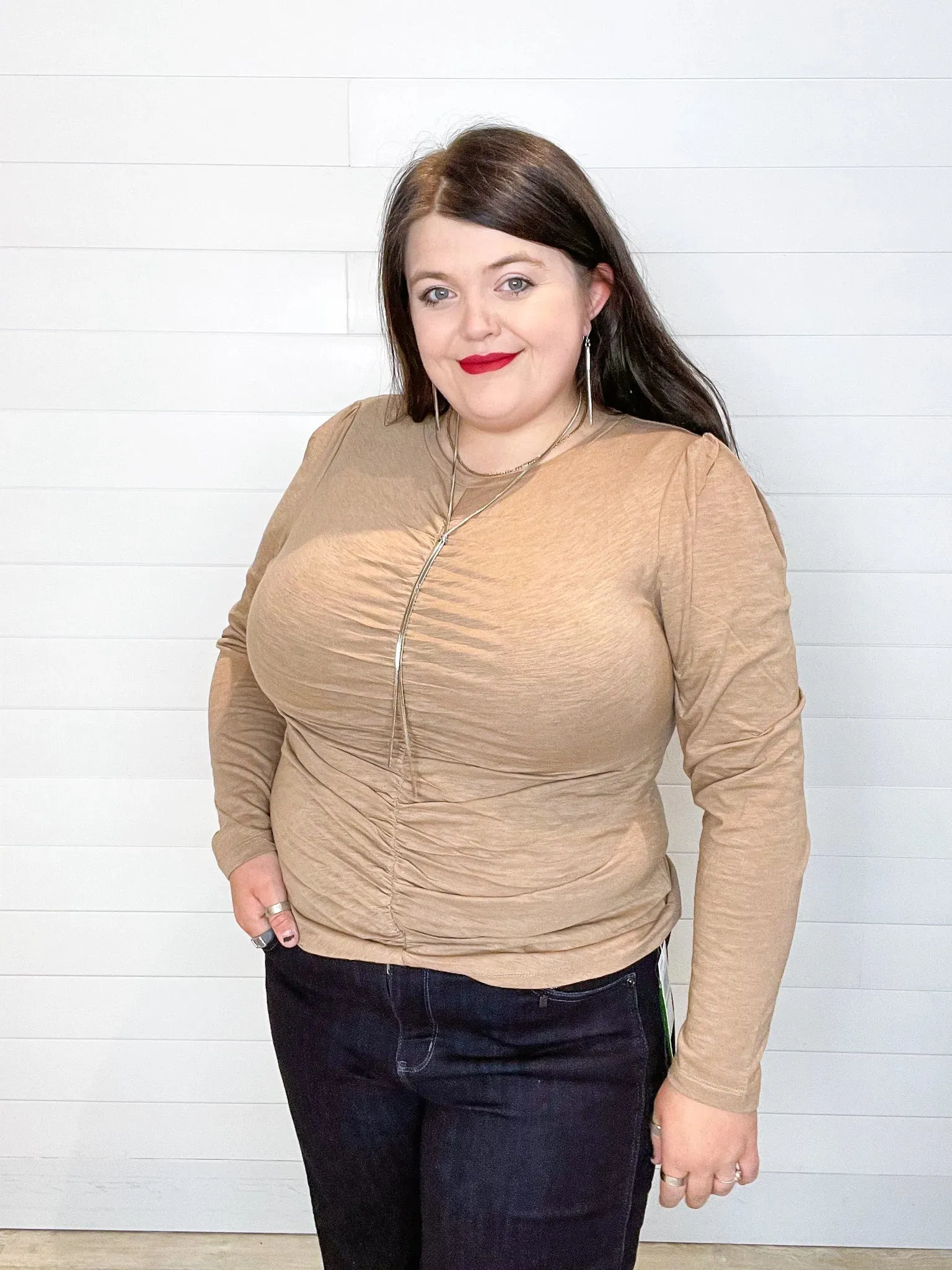 Mac and Me Ruched Long Sleeve Top