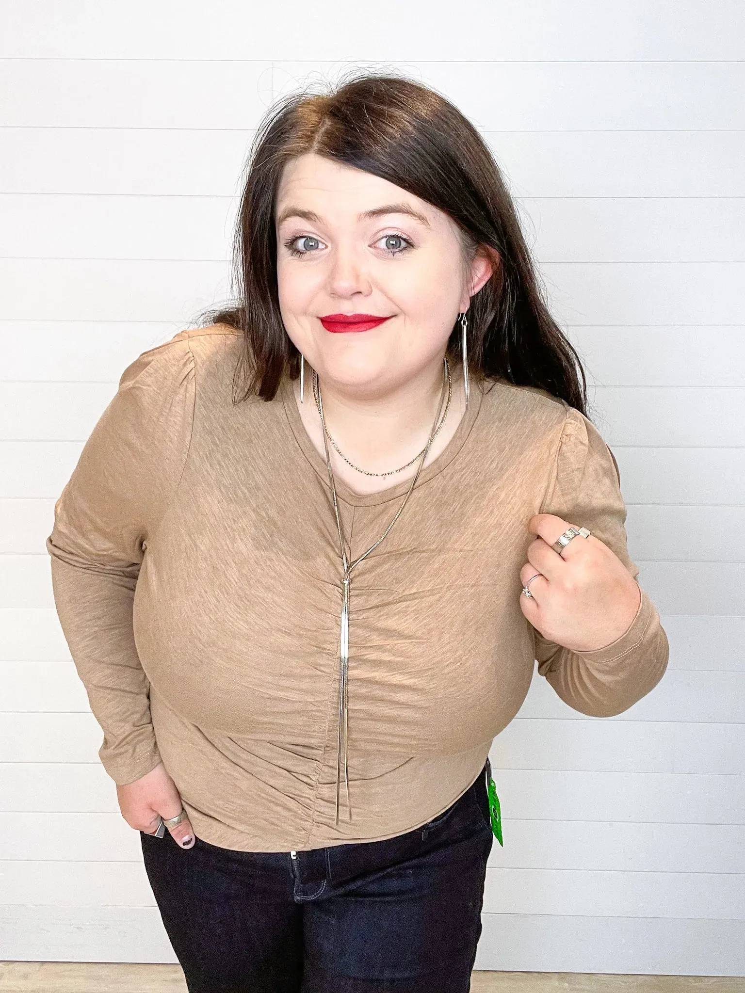 Mac and Me Ruched Long Sleeve Top