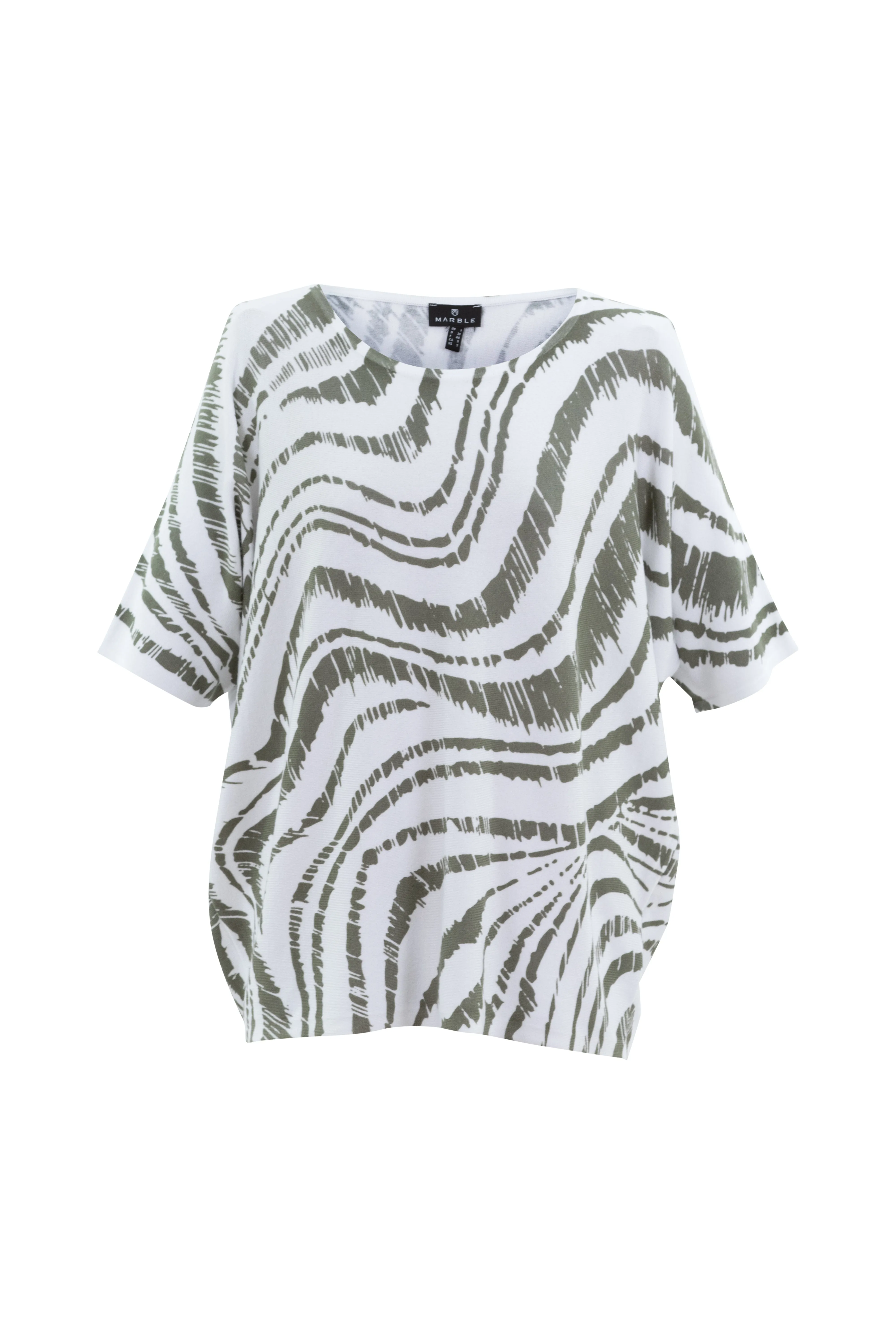 Marble 7336 Watermelon And White Wave Print Sweater