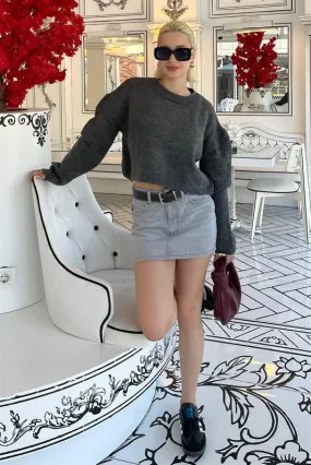 MDX Anthracite Bicycle Neck Crop Women's Sweater MG2166 - Toluca