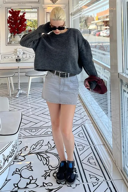 MDX Anthracite Bicycle Neck Crop Women's Sweater MG2166 - Toluca
