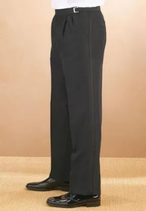 Men's Black Pleated Tuxedo Pants With Adjustable Buckles