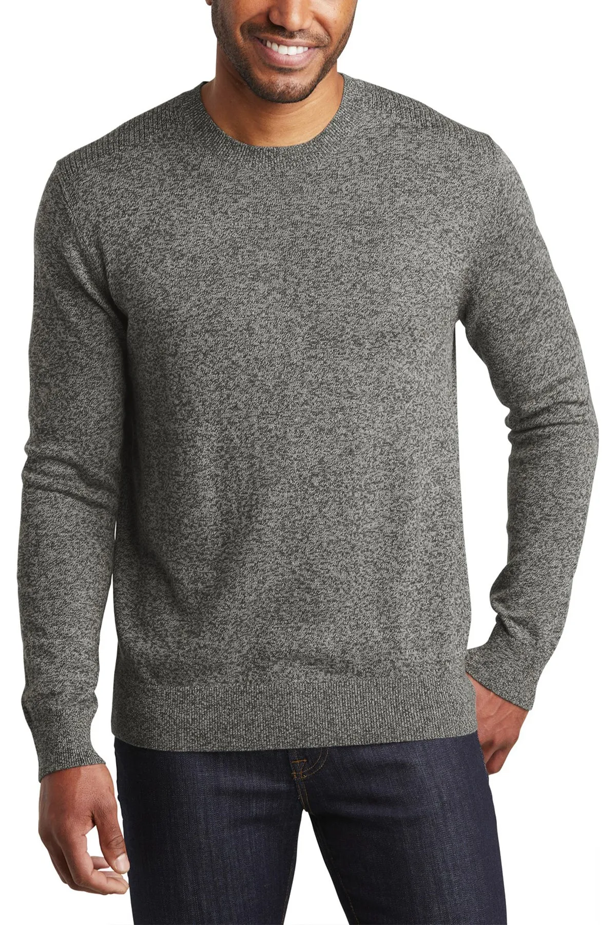 Men's Long Sleeve Marled Crew Pullover Sweater