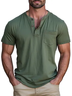 Men's Vintage Short Sleeve Henley T-shirt