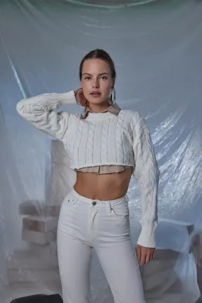Merit Crew Neck Crop Sweater Ecru