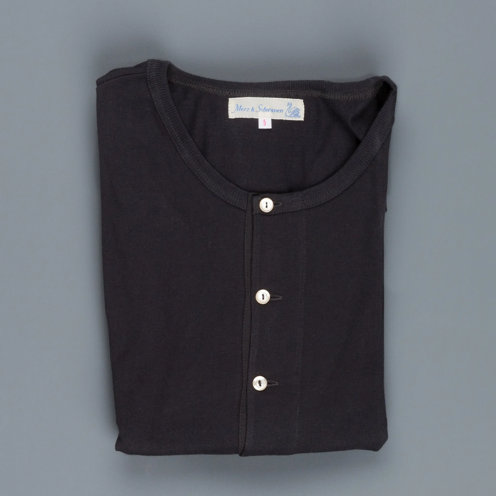 Merz B. Schwanen 206 button facing shirt 1/1 sleeve black