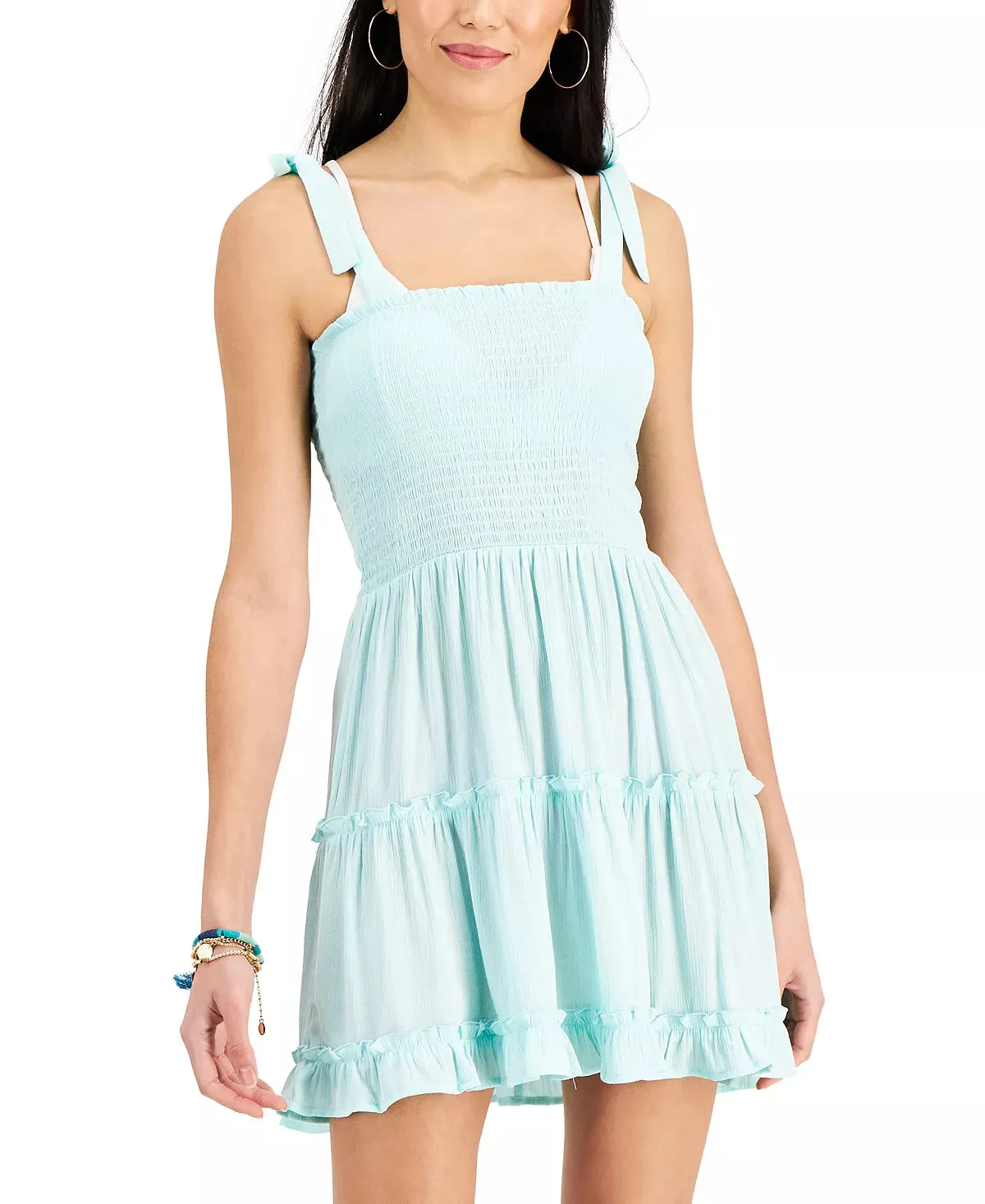 Miken Juniors Smocked Swim Cover-Up  Color Icy Blue Size L