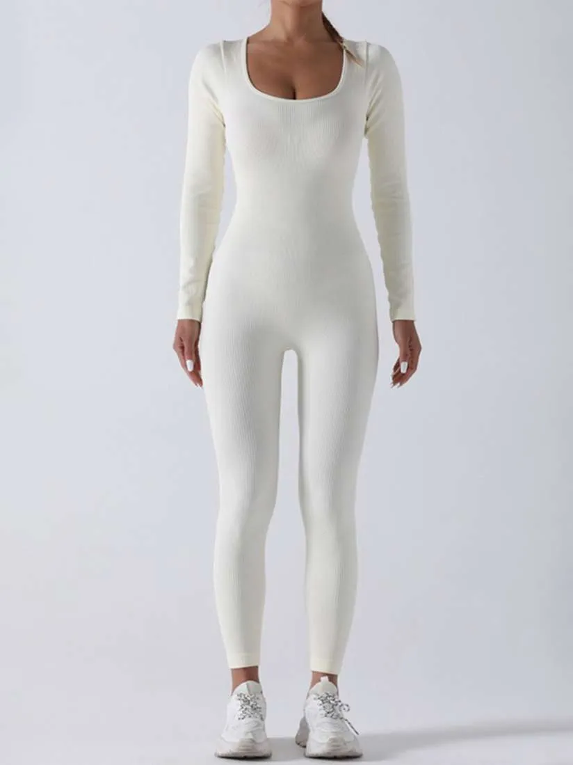 Minimalist Long Sleeve Ribbed Jumpsuit