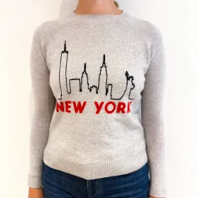 Mist Grey Cashmere Crew Neck Jumper Small