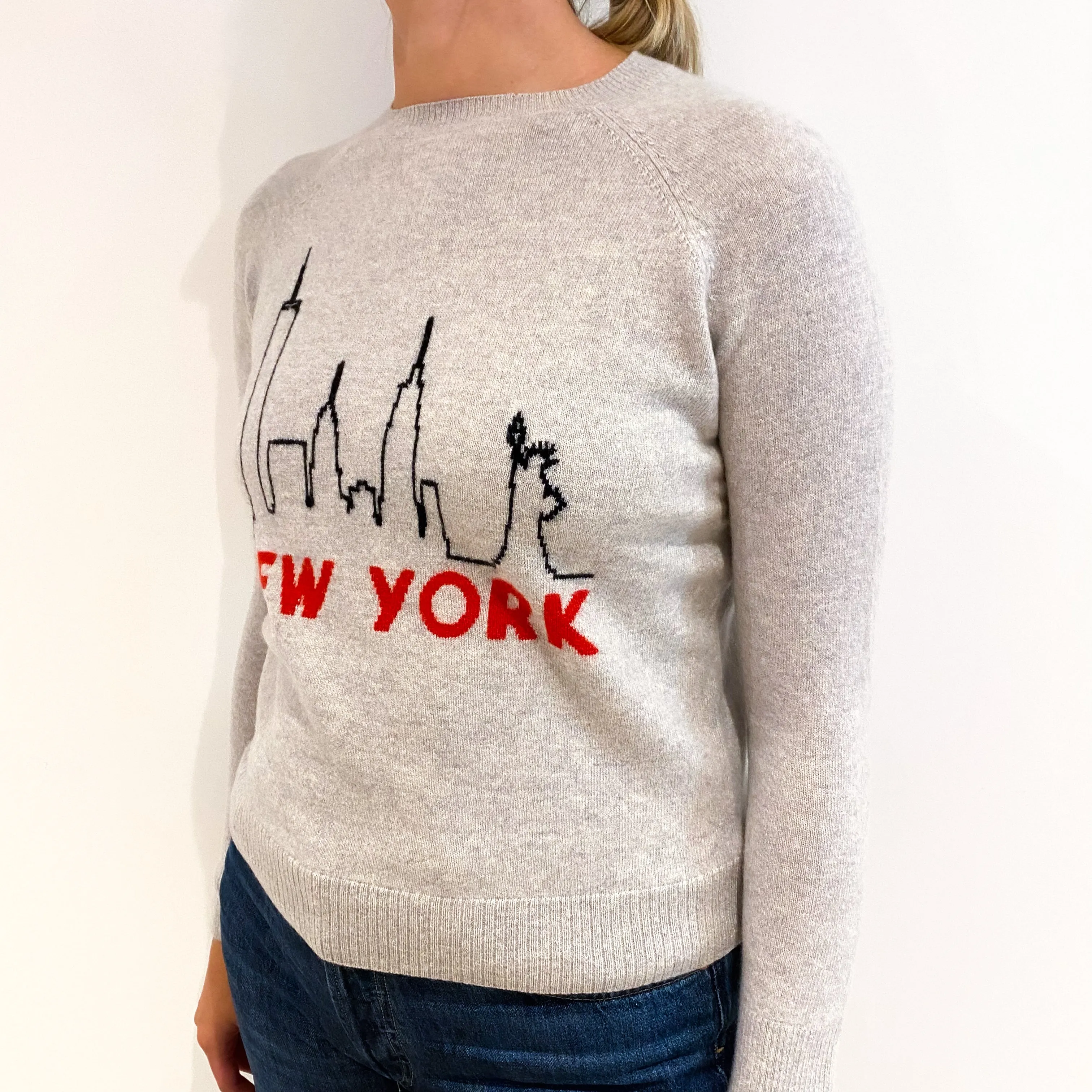 Mist Grey Cashmere Crew Neck Jumper Small