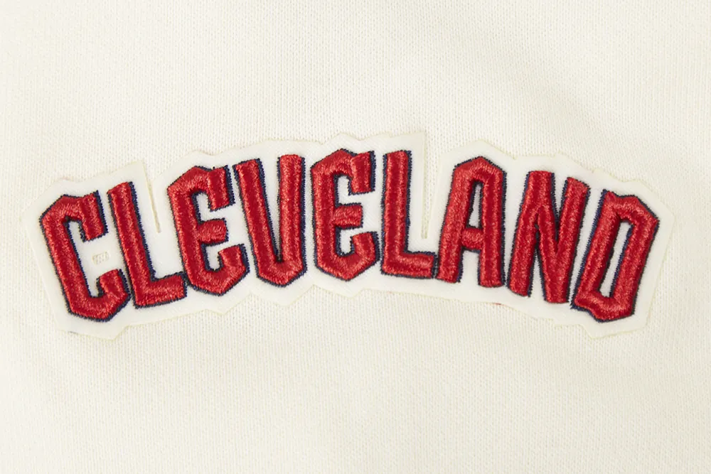 MLB CLEVELAND GUARDIANS RETRO CLASSIC WOMEN'S CROPPED PO HOODIE (EGGSHELL/ MIDNIGHT NAVY)