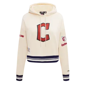 MLB CLEVELAND GUARDIANS RETRO CLASSIC WOMEN'S CROPPED PO HOODIE (EGGSHELL/ MIDNIGHT NAVY)