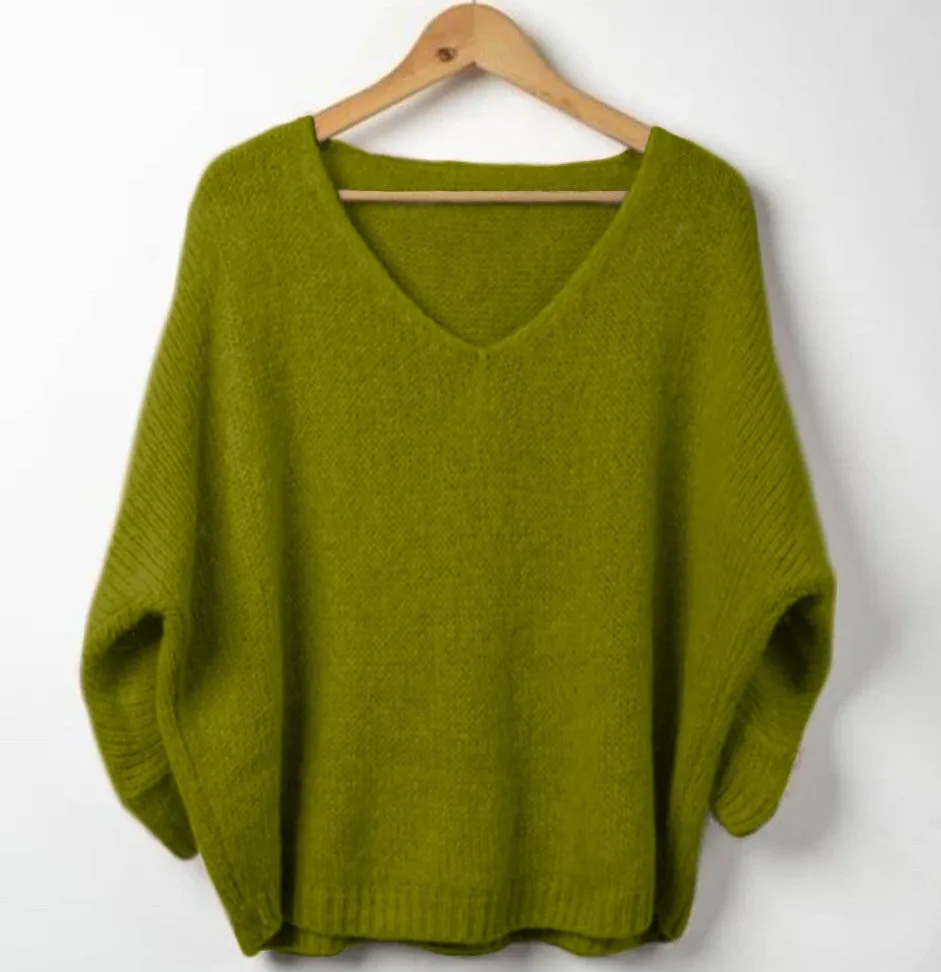 Mohair Slouch Jumper in Moss