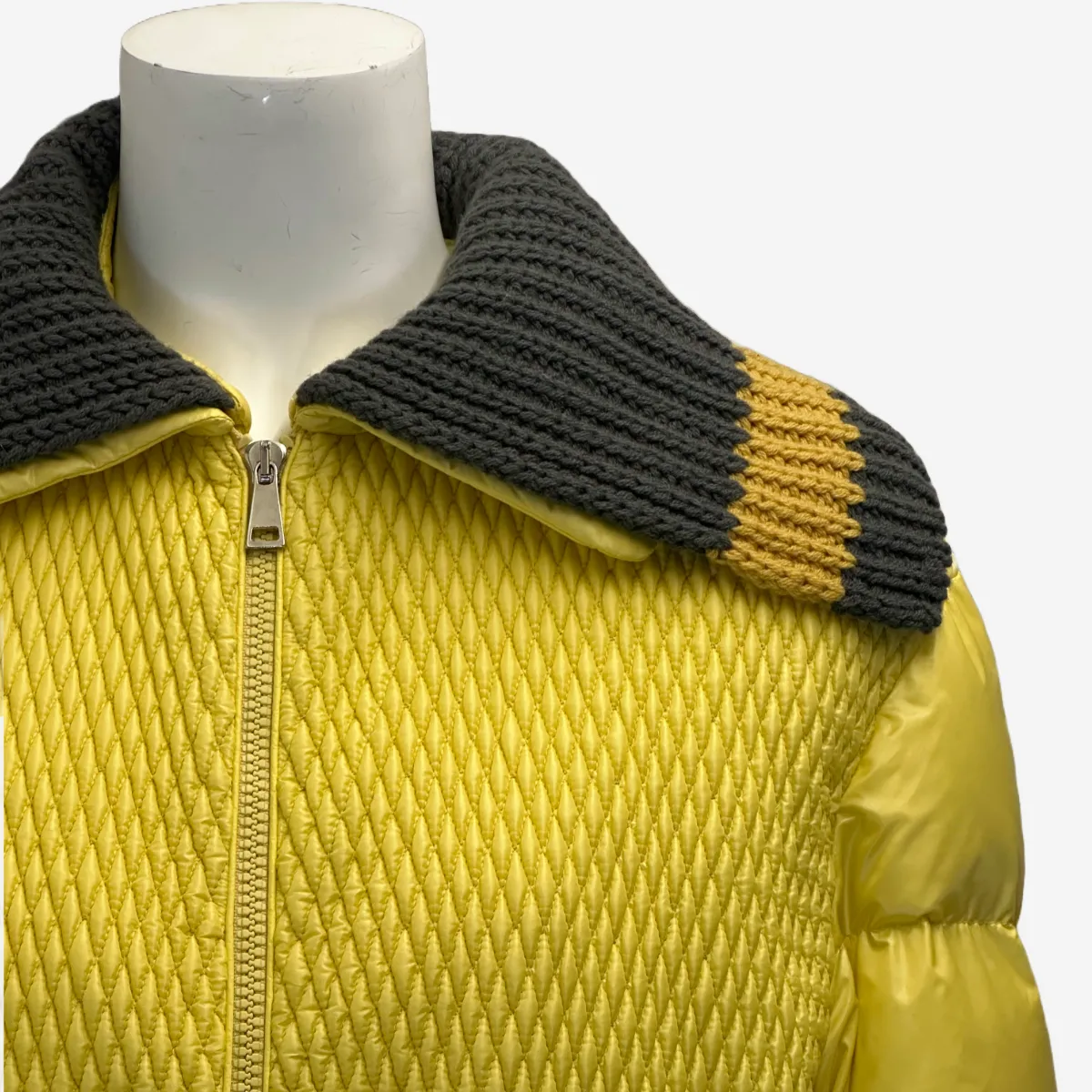 Moncler women's yellow quilted nylon cropped goose down Apront bomber jacket