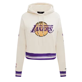 NBA LOS ANGELES LAKERS RETRO CLASSIC WOMEN'S CROPPED PO HOODIE (EGGSHELL/ PURPLE)