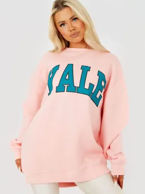 Nessy YALE Graphic Sweatshirt Jumper In Pink