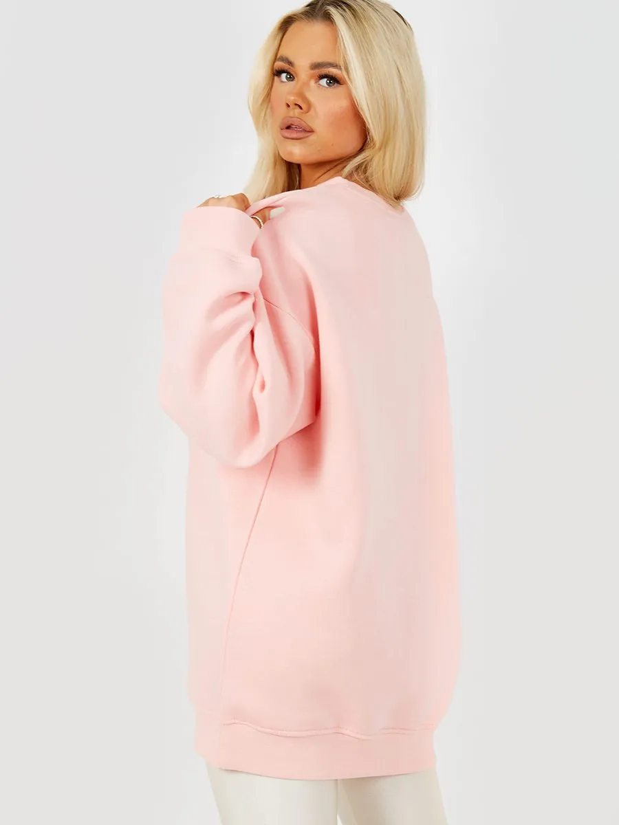 Nessy YALE Graphic Sweatshirt Jumper In Pink