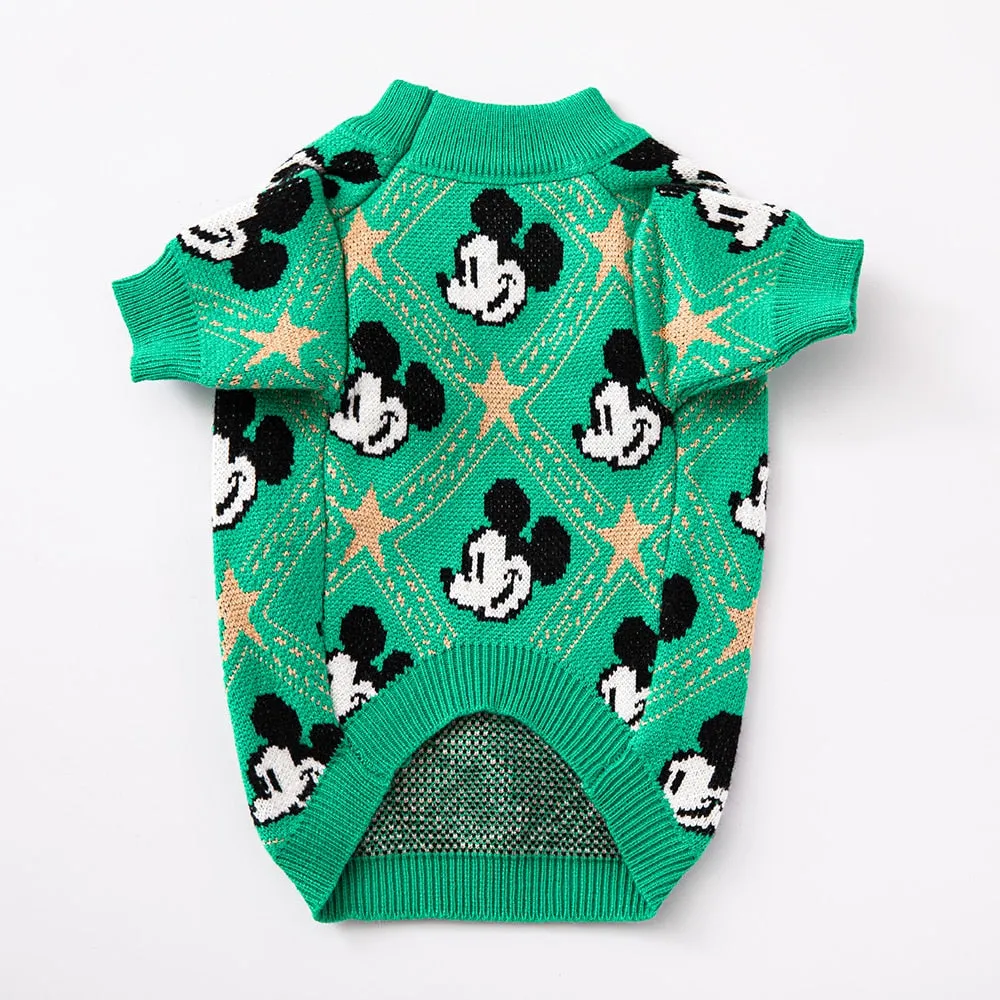 New Pullover Dog Sweater Fashion Green Grey Red Mickey Mouse