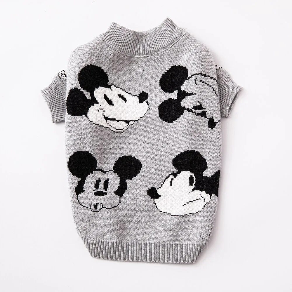 New Pullover Dog Sweater Fashion Green Grey Red Mickey Mouse