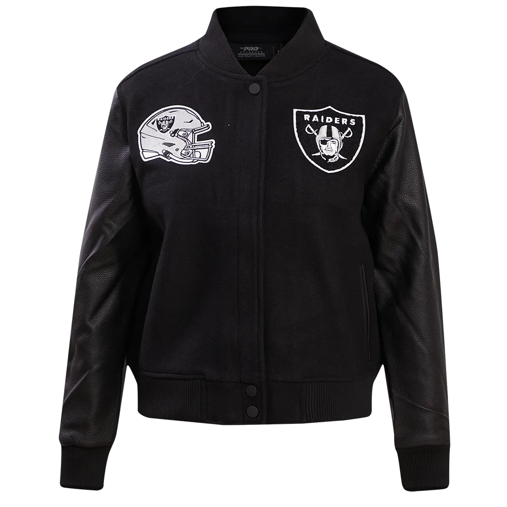 NFL LAS VEGAS RAIDERS CLASSIC WOOL WOMEN'S VARSITY JACKET | NFL LEATHER JACKET