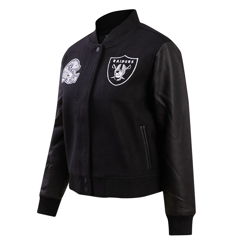 NFL LAS VEGAS RAIDERS CLASSIC WOOL WOMEN'S VARSITY JACKET | NFL LEATHER JACKET