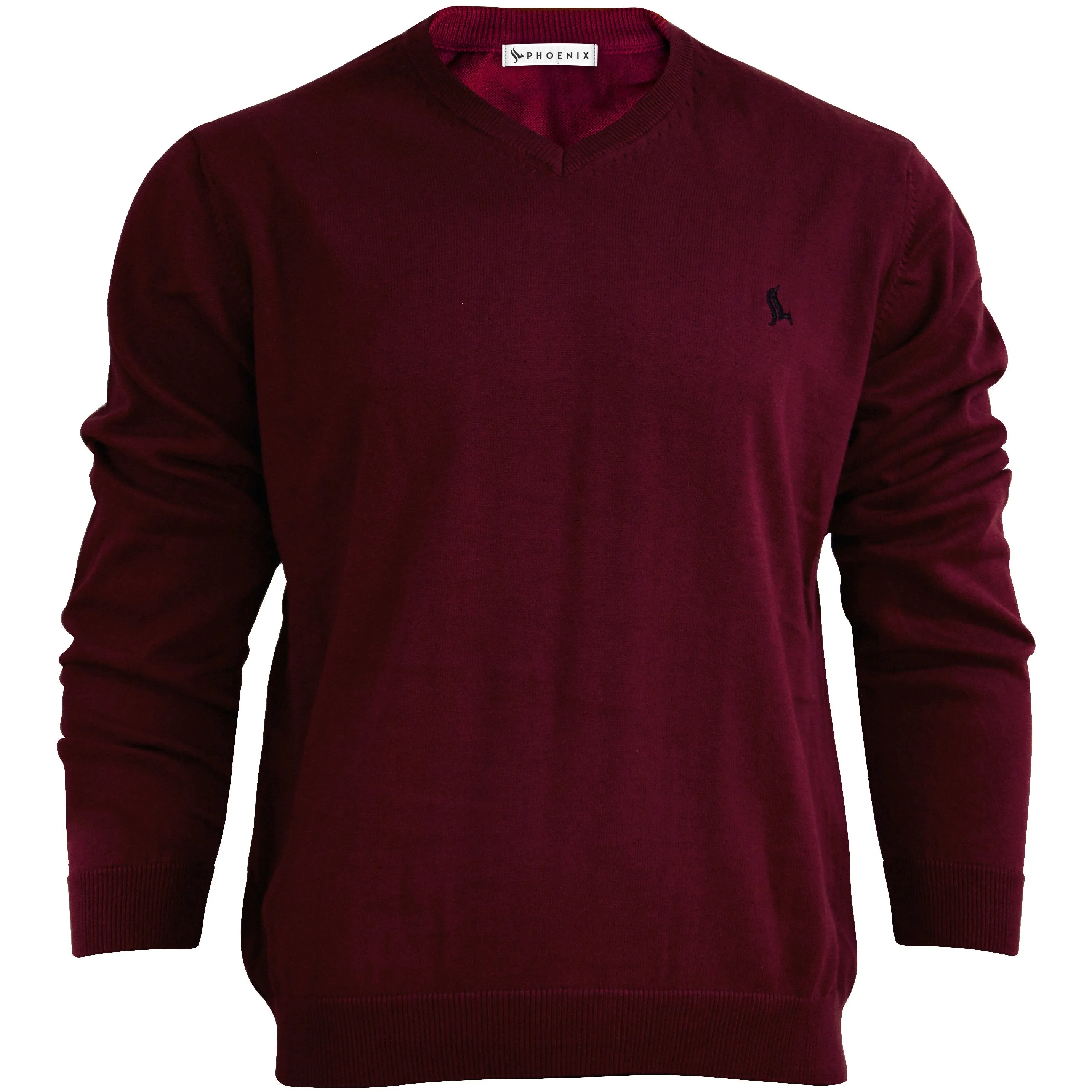 PHOENIX Red Cotton Men's Pullover V Neck