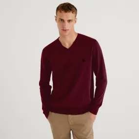 PHOENIX Red Cotton Men's Pullover V Neck