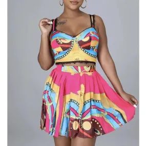 Pink Cosmo Skirt Set