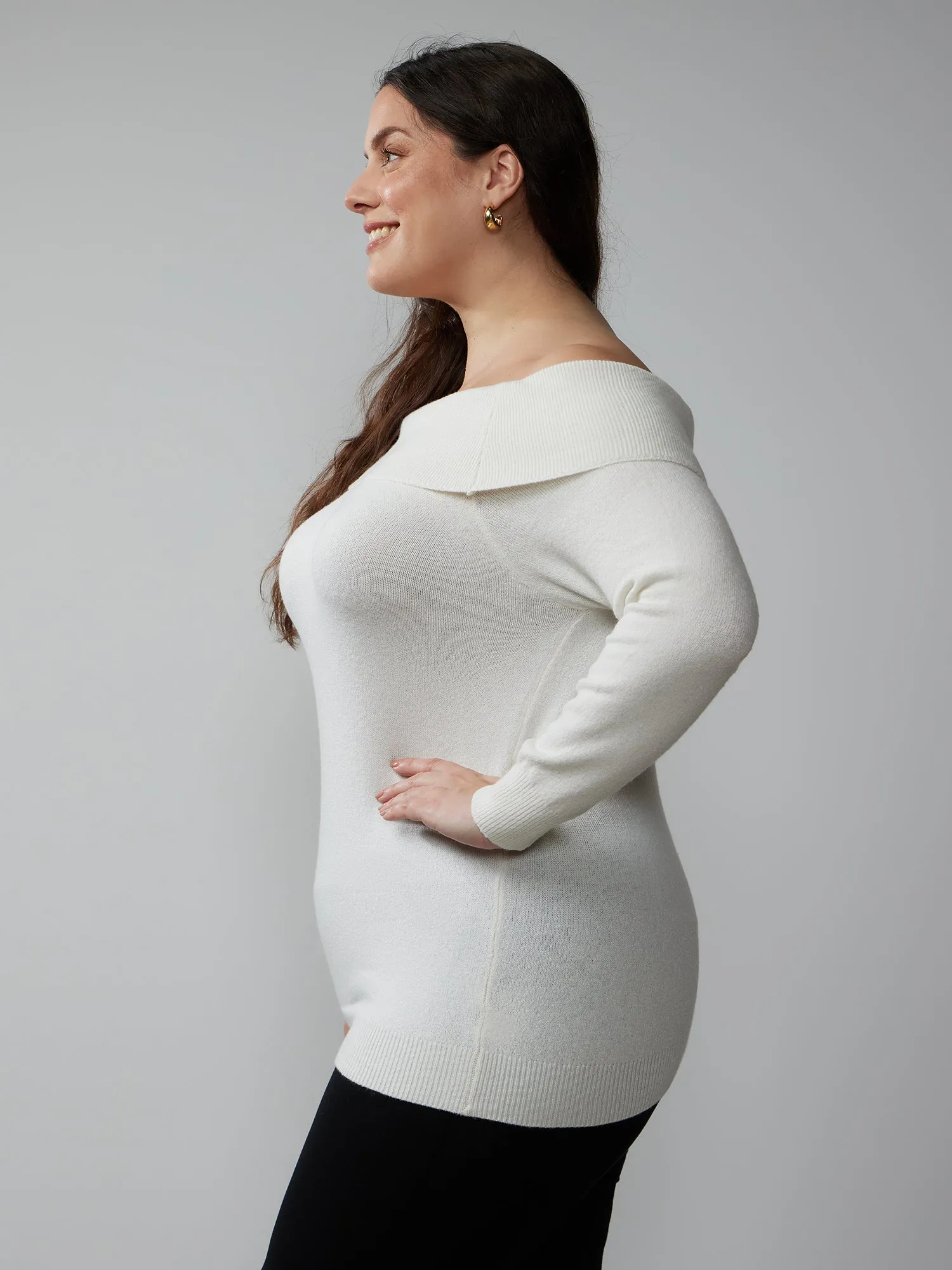Plus Off Shoulder Long Sleeve Pullover