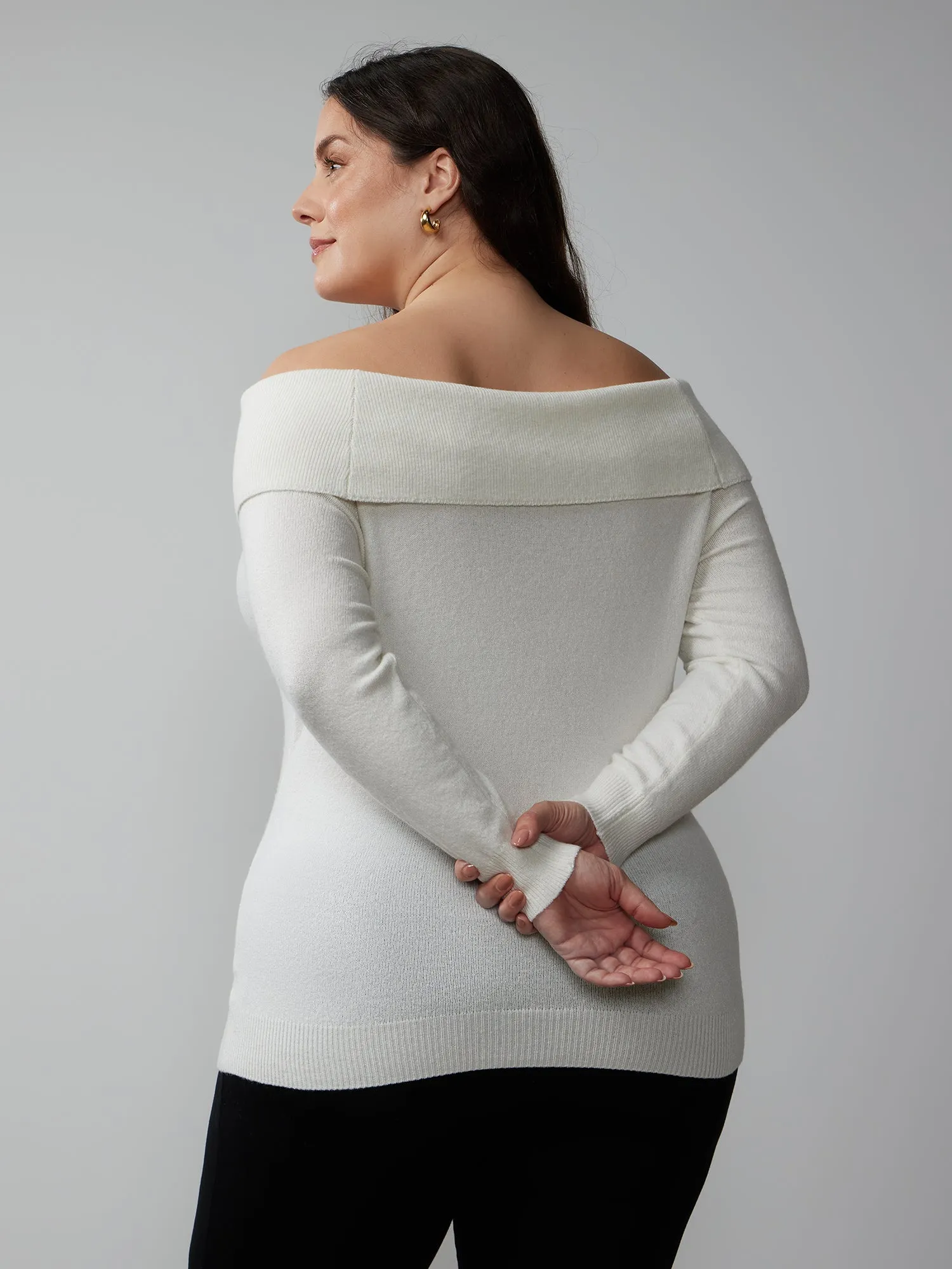 Plus Off Shoulder Long Sleeve Pullover