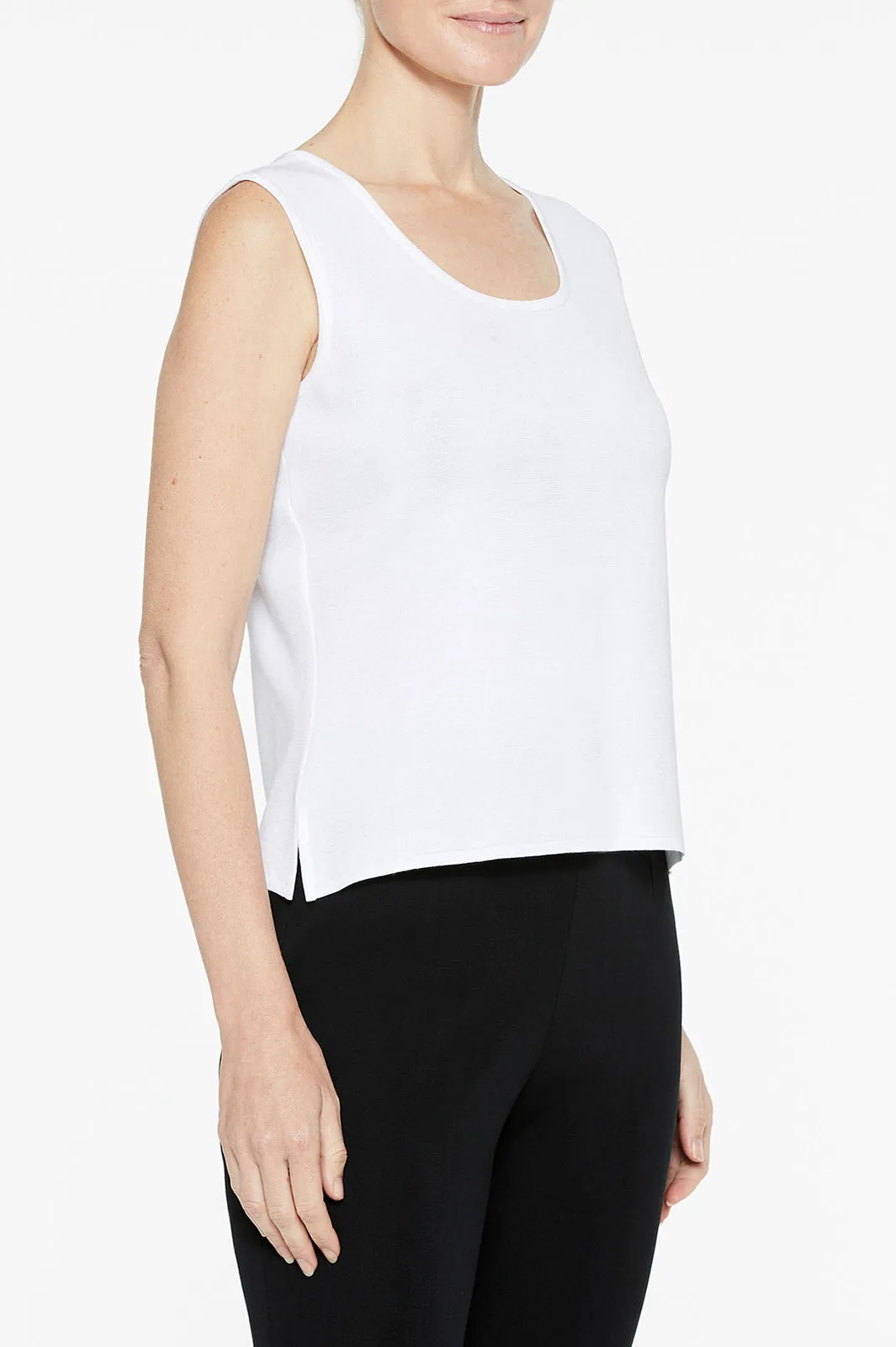 Plus Size Scoop Neck Knit Tank, White