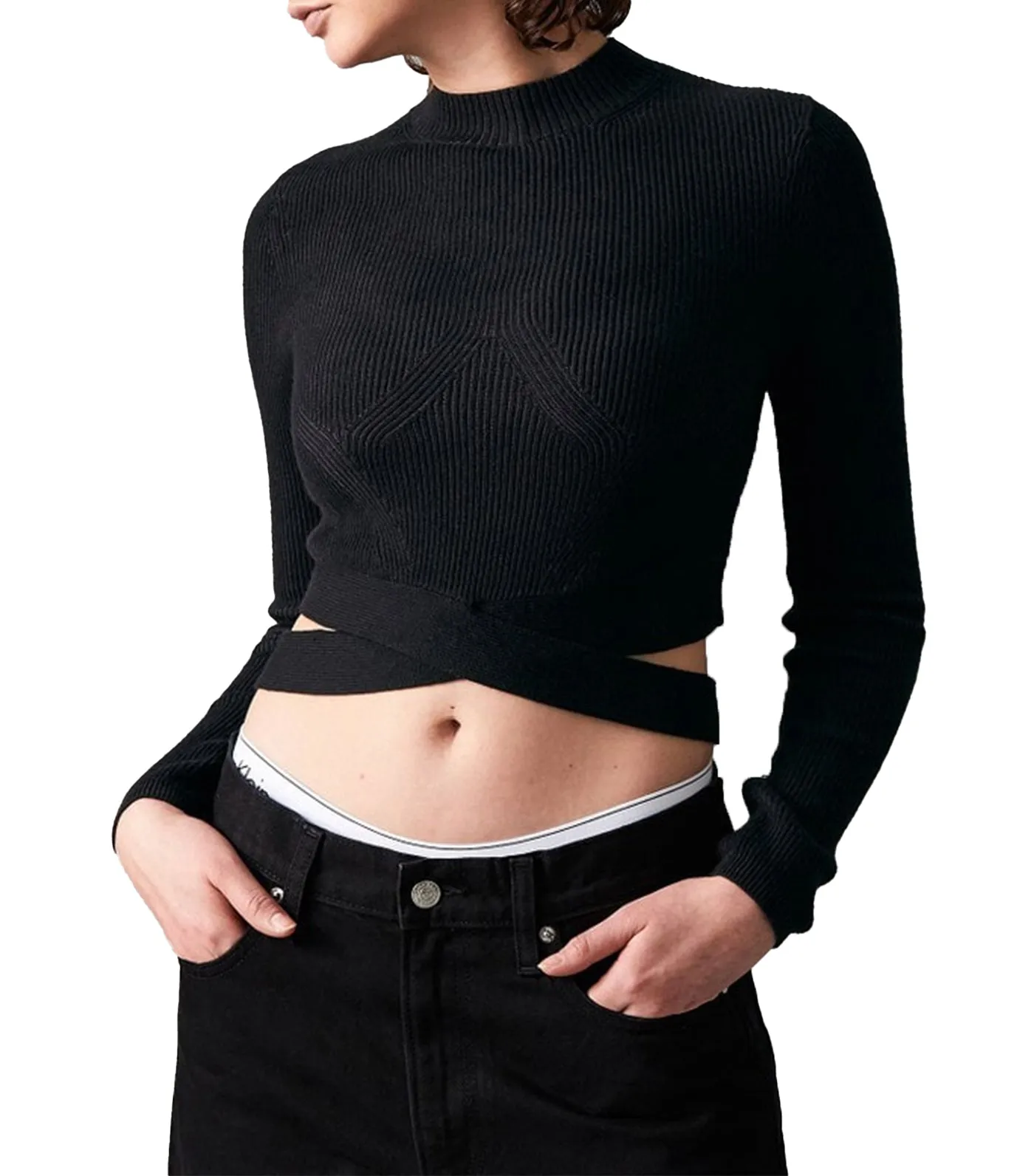 Premium Capsule Mock Neck Pullover Black
