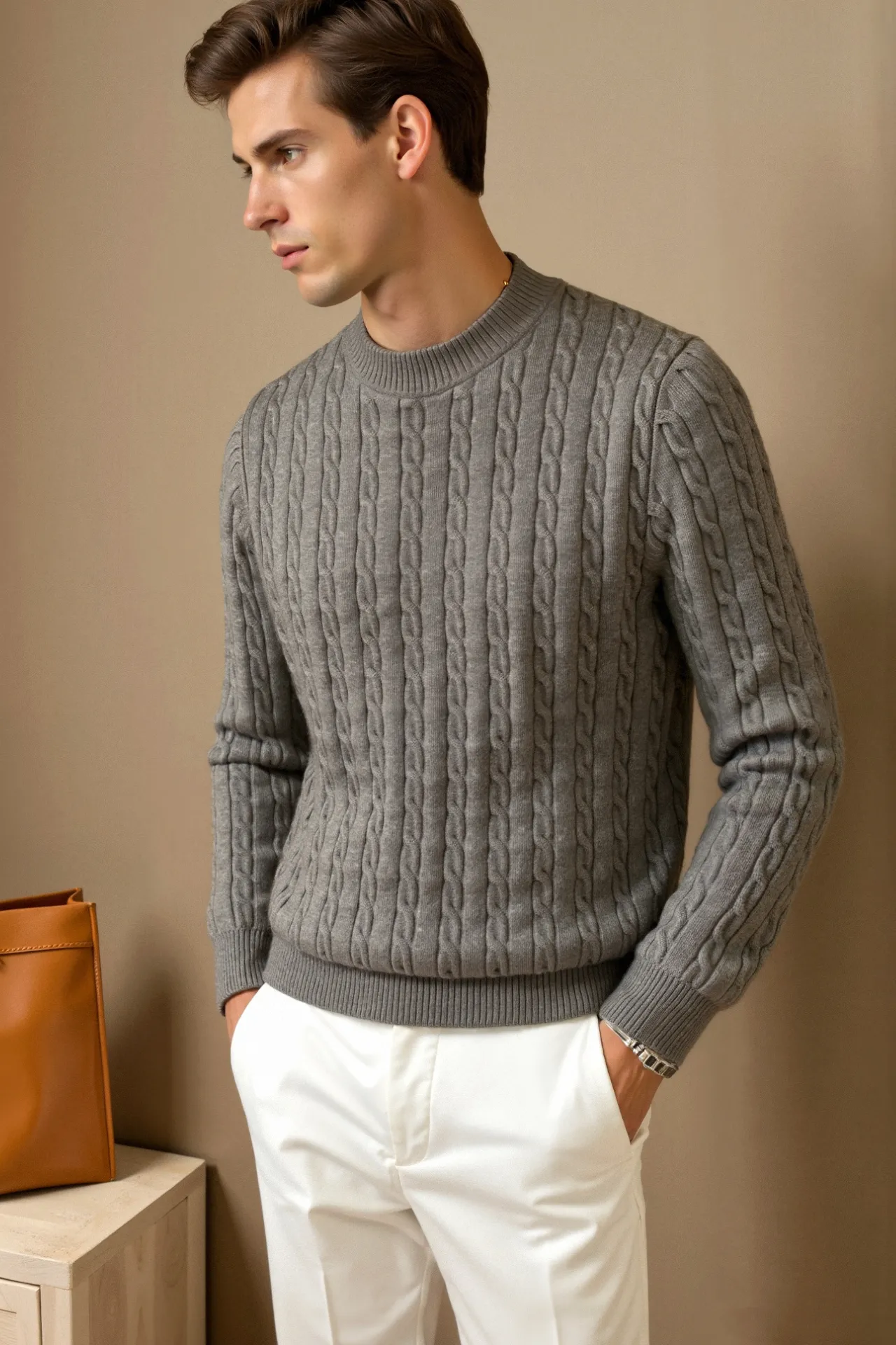 Premium O-neck Cable Knitted Pullover