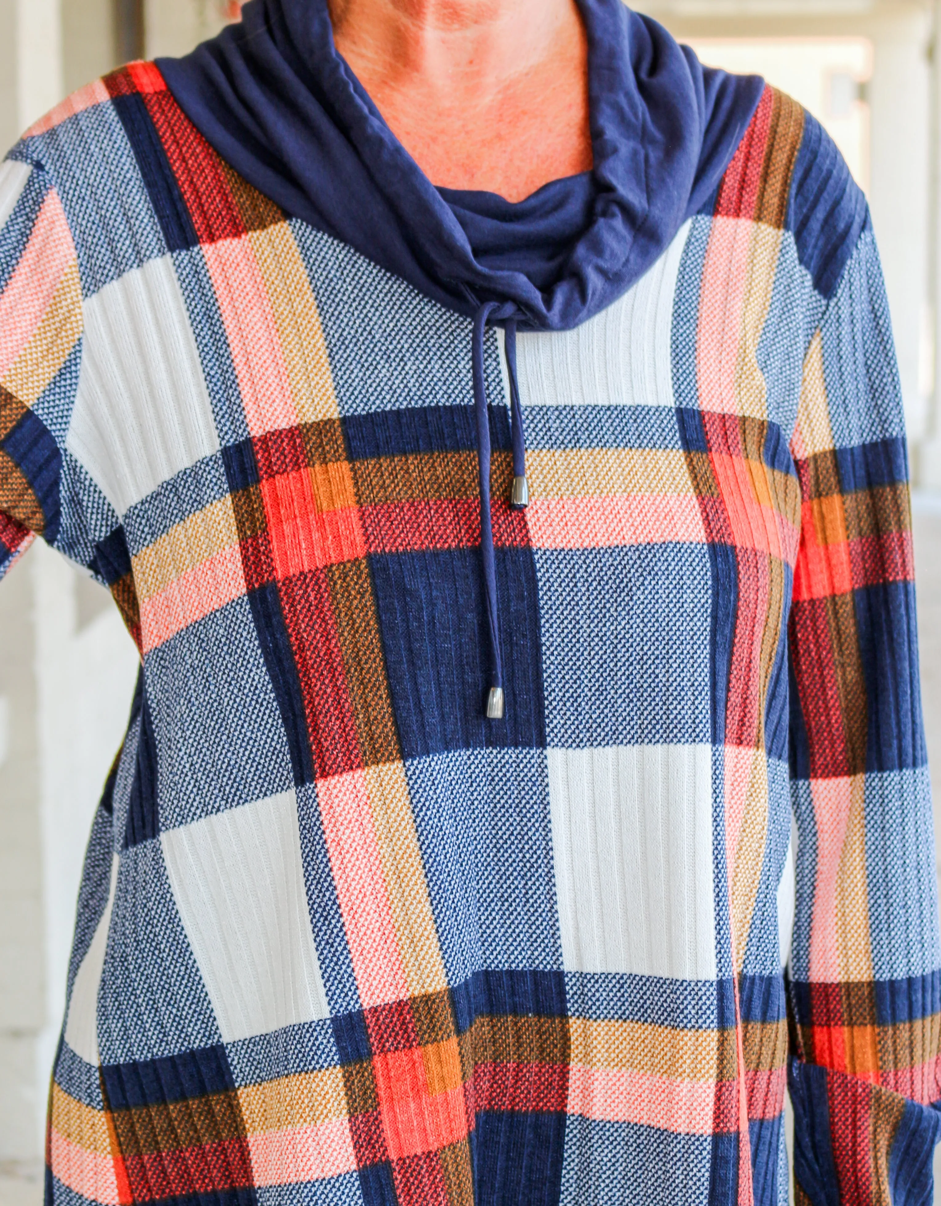 Pure Urbanology Navy Caramel Light Weight Drawstring Pullover