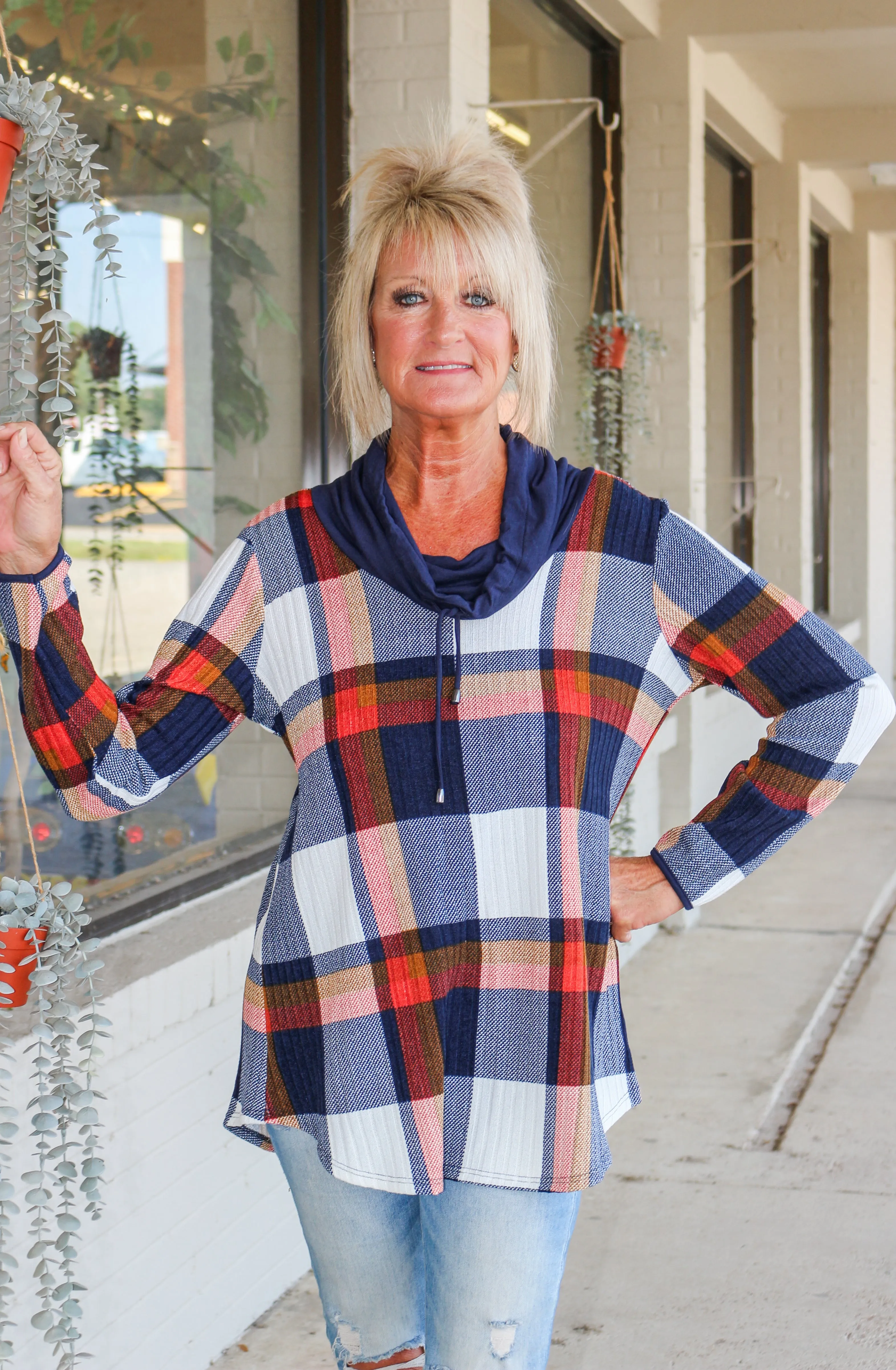 Pure Urbanology Navy Caramel Light Weight Drawstring Pullover