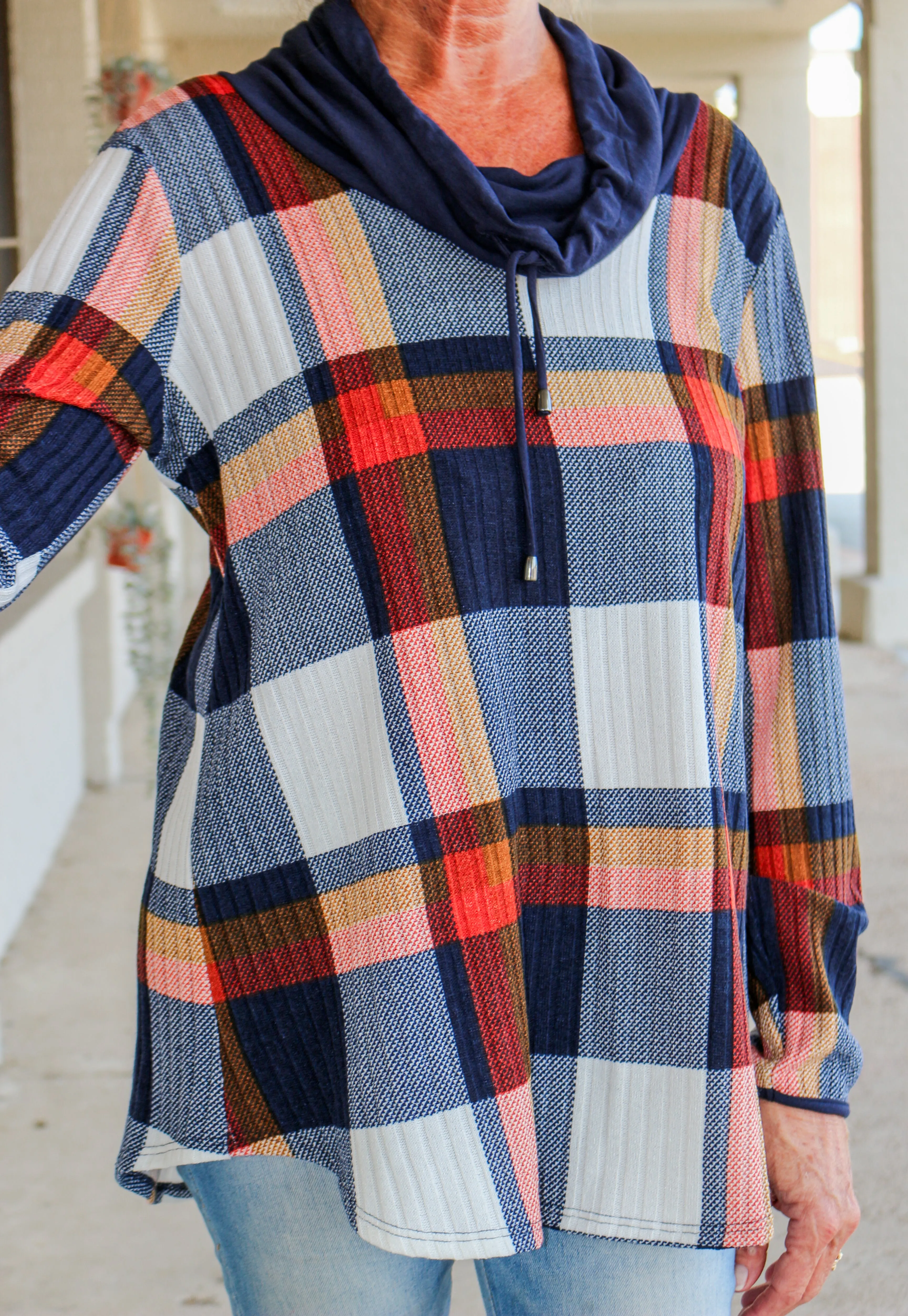 Pure Urbanology Navy Caramel Light Weight Drawstring Pullover