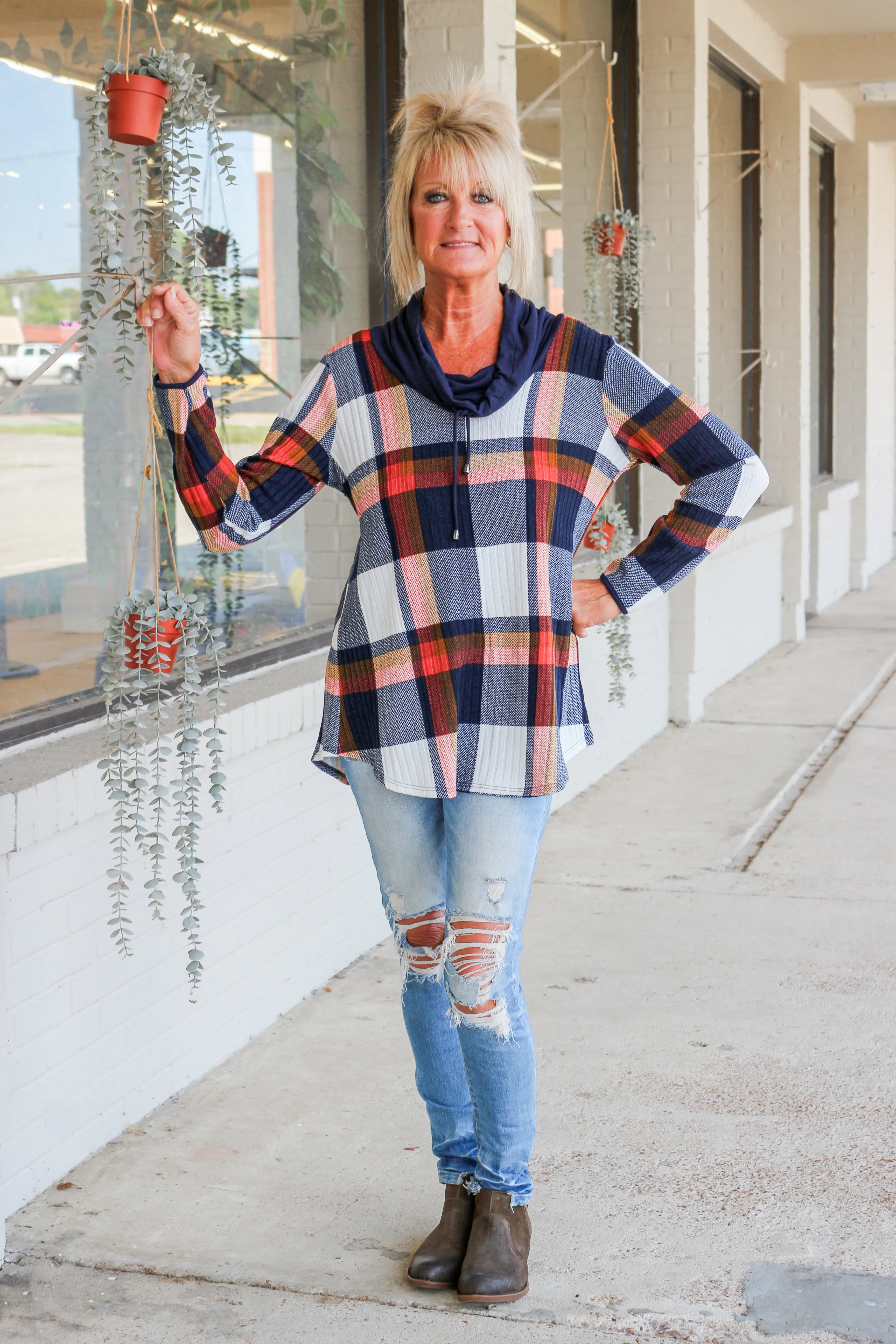 Pure Urbanology Navy Caramel Light Weight Drawstring Pullover