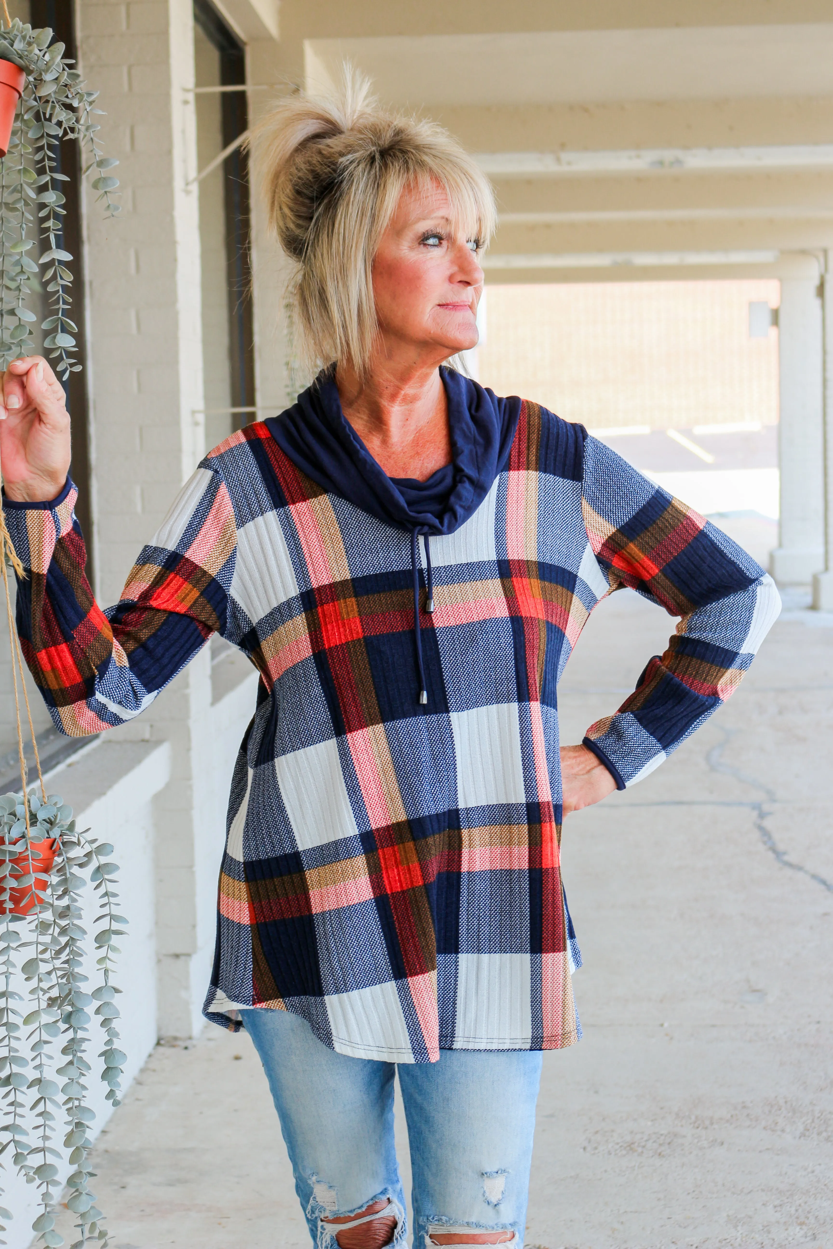 Pure Urbanology Navy Caramel Light Weight Drawstring Pullover