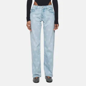 Purple Brand Women's Light Indigo Slim Straight Outline Mono Jeans