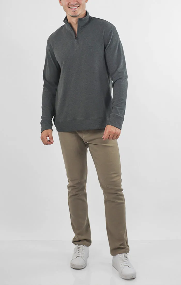 Quarter Zip Dongan Ultra Soft Stretch Ribbed Pullover